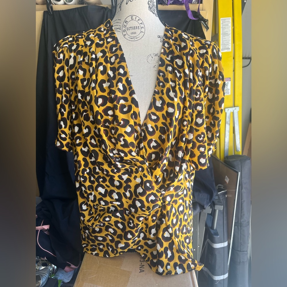 Who what wear Leopard Print Wrap Blouse